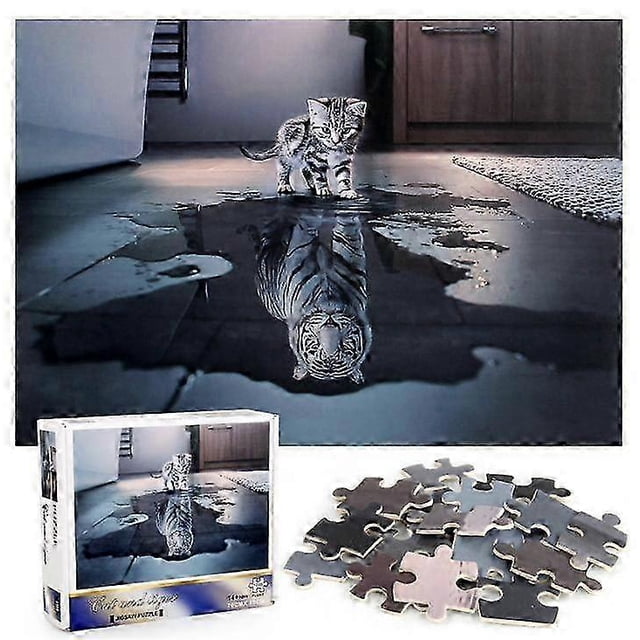 1000pcs Cat and Tiger Jigsaw DIY Puzzle Toys Assembling Picture Decoration 26-27s