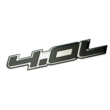 4.0L Liter Embossed BLACK on Highly Polished Silver Real Aluminum Auto Emblem Badge Nameplate for Chrysler Pacifica Town & and Country Ford Ranger Explorer Mustang Jeep Grand Cherokee Wrangler