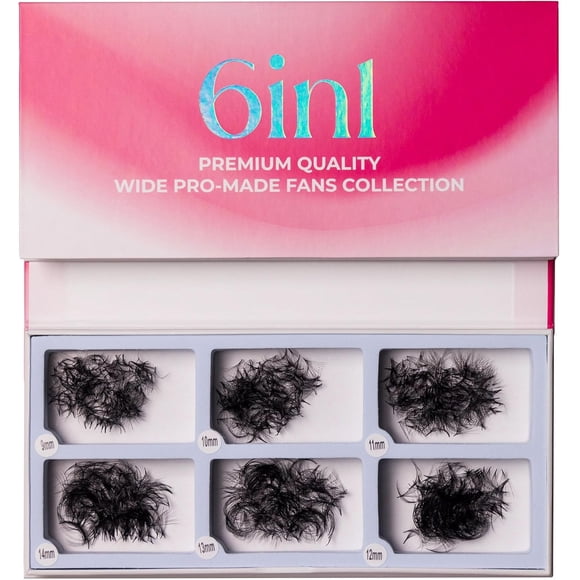 LLBA Promade Mix 1500 Fans, Handmade Volume Eyelashes, Multi Selections From 5D To 12D, C CC D Curl, Thickness 0.03~0.1 mm, 9-18mm Length, Long Lasting, Ea