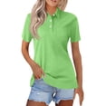 thumbnail image 2 of Women's Polo Shirts Short Sleeve Button Down Collared Shirts Business Casual Work Tops Athletic Tennis Golf Shirt Fluorescent Green XL, 2 of 5