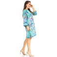 thumbnail image 3 of Sakkas Rosa Women's Boho Casual Long Sleeve Floral Tunic Dress Cover Up Midi Top - 569-Turq - S/M, 3 of 5