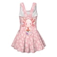 thumbnail image 5 of Tutolipy Cartoon Axolotl Print with Heart Pattern Kids One Piece Skirted Bathing Suit, Cute Childrens Swimwear, Cross Shoulder Strap Design for Beach Size 8-9 Years, 5 of 8