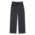 thumbnail image 5 of larppty Women Linen Pants Straight Wide Leg Casual Palazzo Pants with Pockets High Elastic Drawstring Waist Long Loose（Dark Gray， L）, 5 of 9
