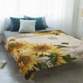 thumbnail image 4 of Sunflowers Blanket Soft Cozy Warm Twin Blanket for Bed, Plush Fuzzy Flannel Fleece Blankets for Sofa, Vintage Yellow Floral Farm Butterfly Throw Blankets for Couch, Gifts for Men, 60"x80", 4 of 9