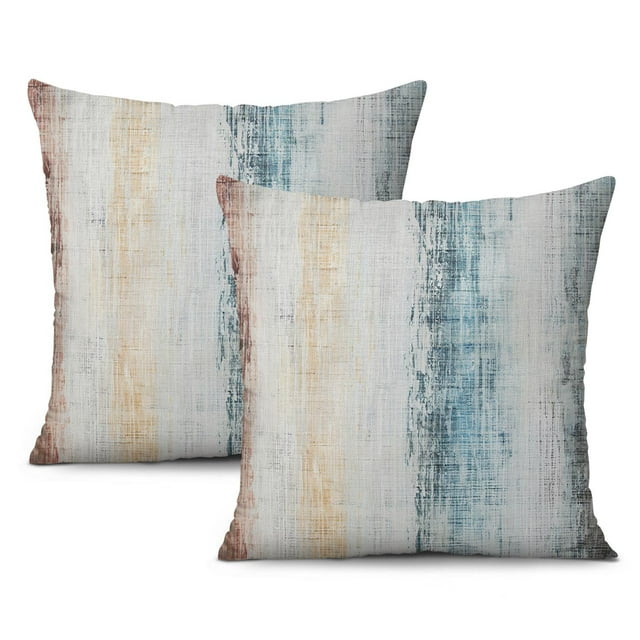 Exquisite 2-Pack Abstract Art Cushion Cover: Grey & Blue, Modern Decor, Soft Linen, Zippered, 18x18 inch, Perfect for Adding Style to your Sofa or Couch.