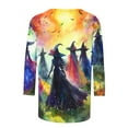 thumbnail image 6 of yoeyez Graphic Tshirts for Women Halloween Vintage Witch Shirts 3/4 Sleeve Crewneck Tunic Tops Multicolor,M, 6 of 6