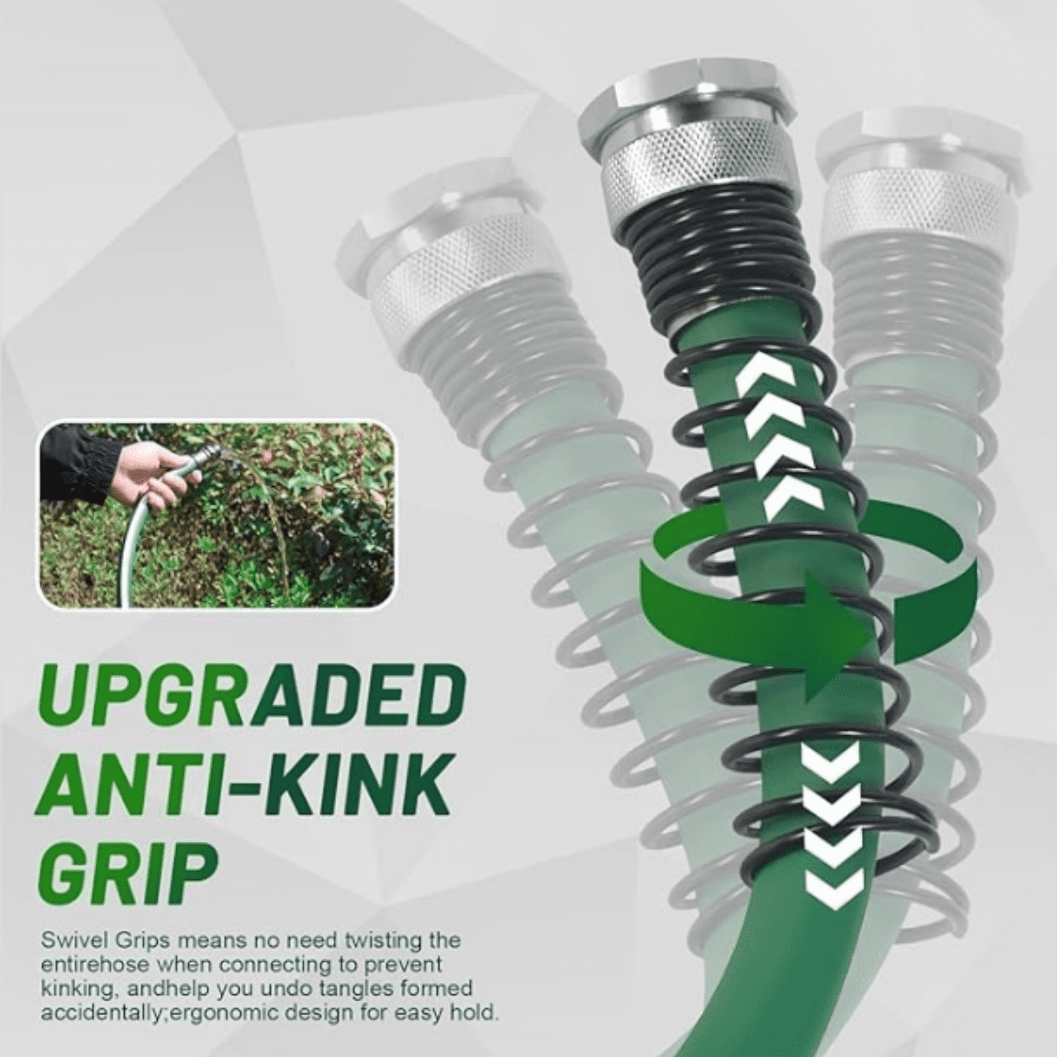 Heavy Duty Garden Hose 100 ft – Outdoor Water Hose with Solid Fitting - Flexible, Kinkless, Lightweight Garden Hose for Lawn Watering, Car Washing - Burst 500 Psi (100 ft)