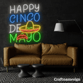 thumbnail image 2 of Craftnamesign Happy Cinco De Mayo Neon Sign Tacos Restaurant Shop Wall Decor, 2 of 5