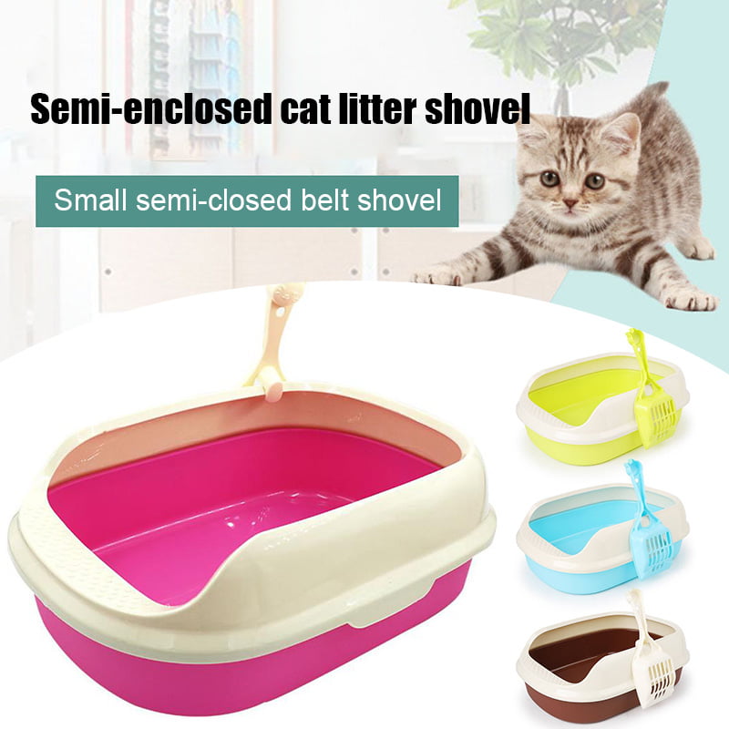 Debuy Semi-Closed Plastic Cat Toilet Crack-Proof Shatter-Resistant Training Pets Cat Litter Box