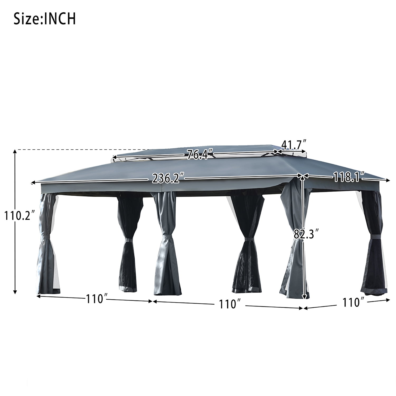 Kadyn 110x220" Gazebo, Waterproof Tent for Outdoor, Patio, Yard, Deck, Garden, Outdoor Party Tent with Double Top Design and Zipper Design, Gray Kadyn 110x220" Gazebo, Waterproof Tent for Outdoor, Patio, Yard, Deck, Garden, Outdoor Party Tent with Double Top Design and Zipper Design, Gray