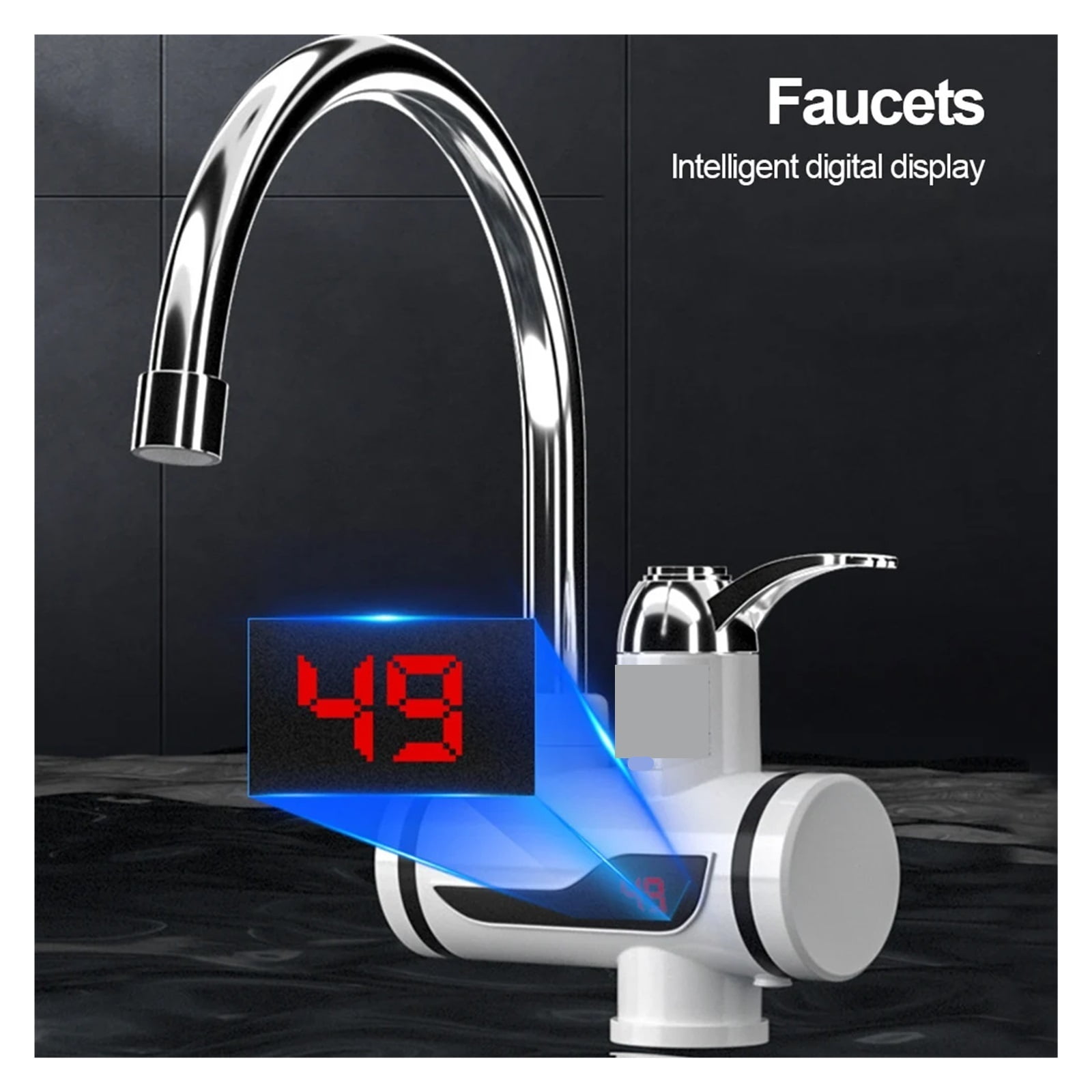 Electric Instant Water Heater Faucet 3000W Hot Cold Mixer Tap Temperature Display for Kitchen ,Tankless Design