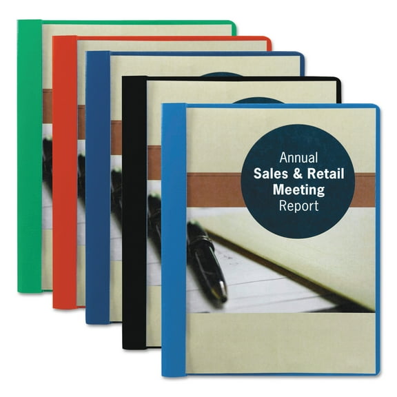 Smead Poly Report Cover, Tang Clip, Letter, 1/2" Capacity, Clear/Dark Blue, 25/Box -SMD87455