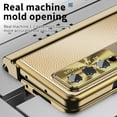 thumbnail image 5 of SaniMore Fit Samsung Galaxy Z Fold 3 Case Hinge Protection, Z Fold 3 Electroplate PC Hybrid Leather Case with S Pen Holder Magnetic Kickstand & Screen Protector All-Inclusive Case - Gold, 5 of 9