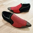 thumbnail image 6 of Men's Sparkle Bling Slip On Metal Tip Pointy Toe Formal Loafers Dress Shoes, Red, 9, 6 of 6