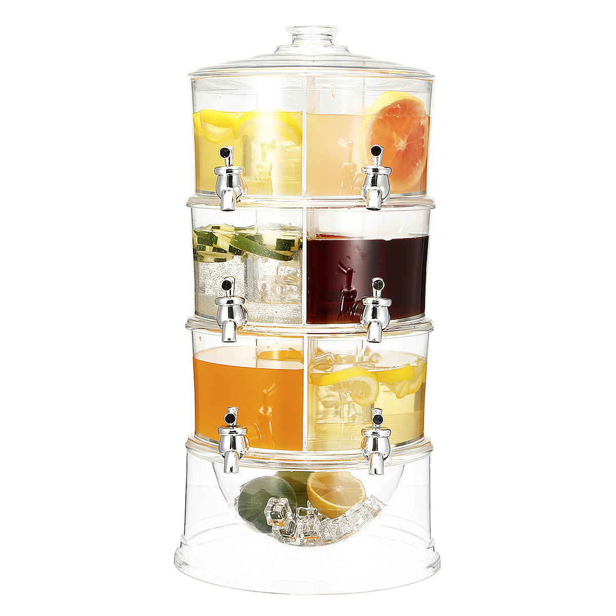 Beverage Dispenser,3 Tier Stackable Drink Holder with Lids,Clear