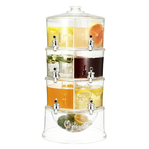 Beverage Dispenser,3 Tier Stackable Drink Holder with Lids,Clear