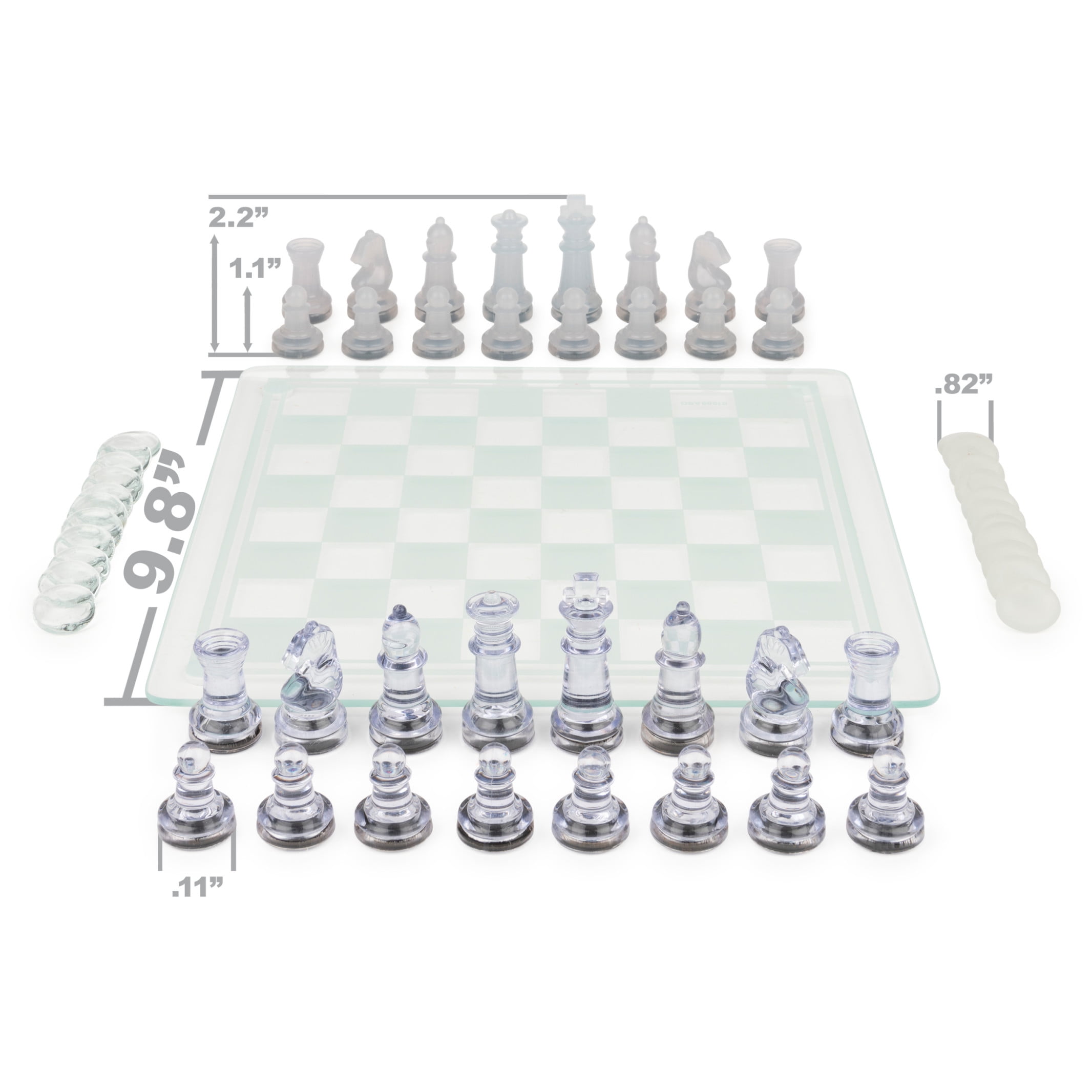 Spin Master Games, Clear Chess and Checkers Set with Glass Gameboard, for Ages 8+