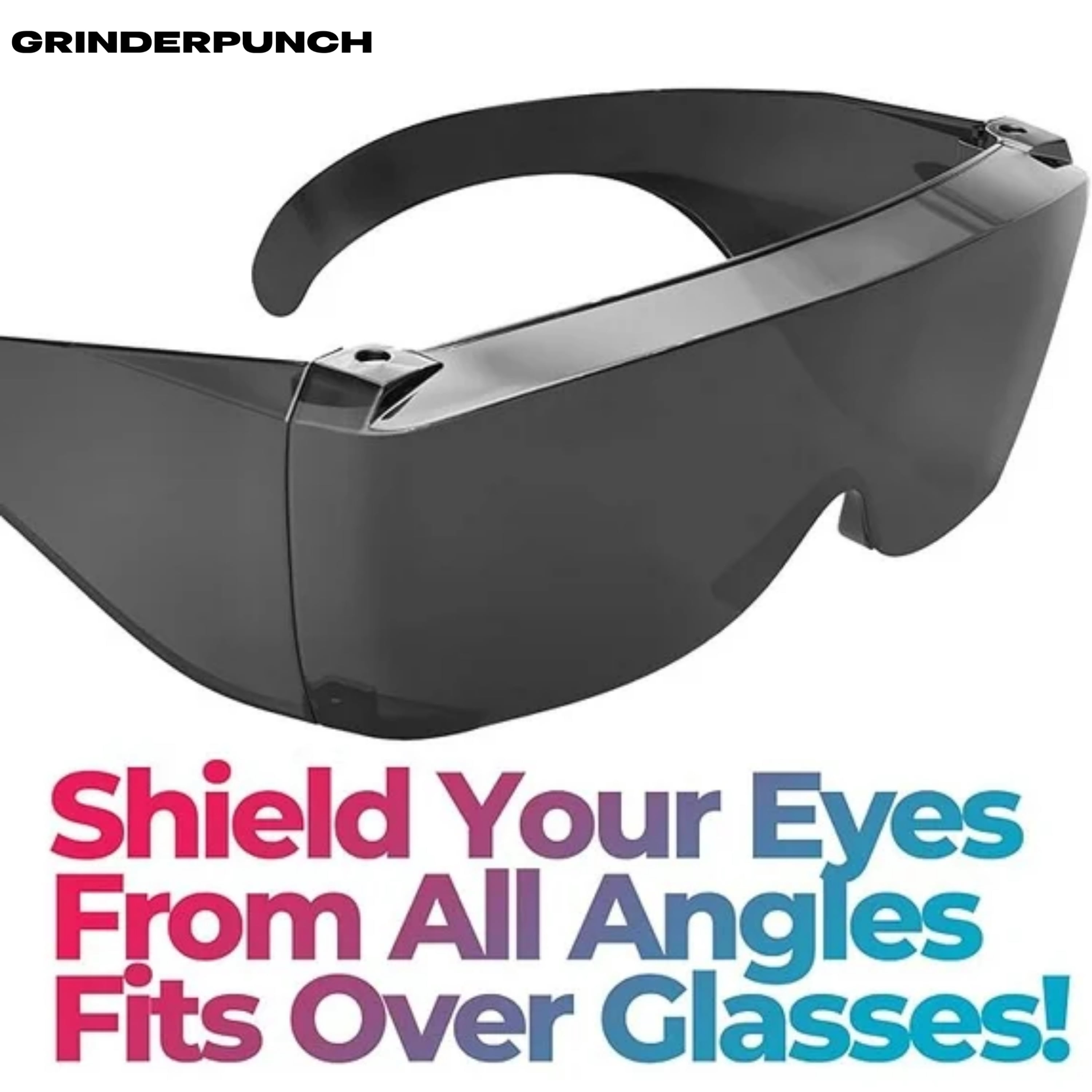 GRINDERPUNCH Cover-Ups Black Fit Over Sunglasses - Wrap Around Sunglasses - People Who Wear Prescription Glasses in the Sun