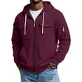 thumbnail image 3 of Chiccall Mens Fleece Hoodie Cargo Long Sleeve Full Zip Drawstring Hooded Sweatshirts Casual Loose Fit Athletic Jacket with Multi Pockets, 3 of 6