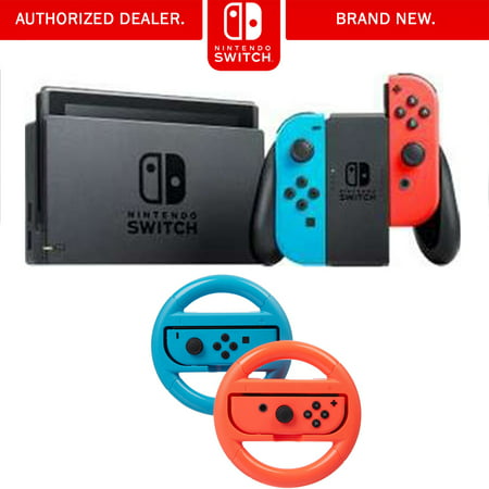 Nintendo Switch 32 GB Console w/ Neon Blue & Red Joy-Con + Steering