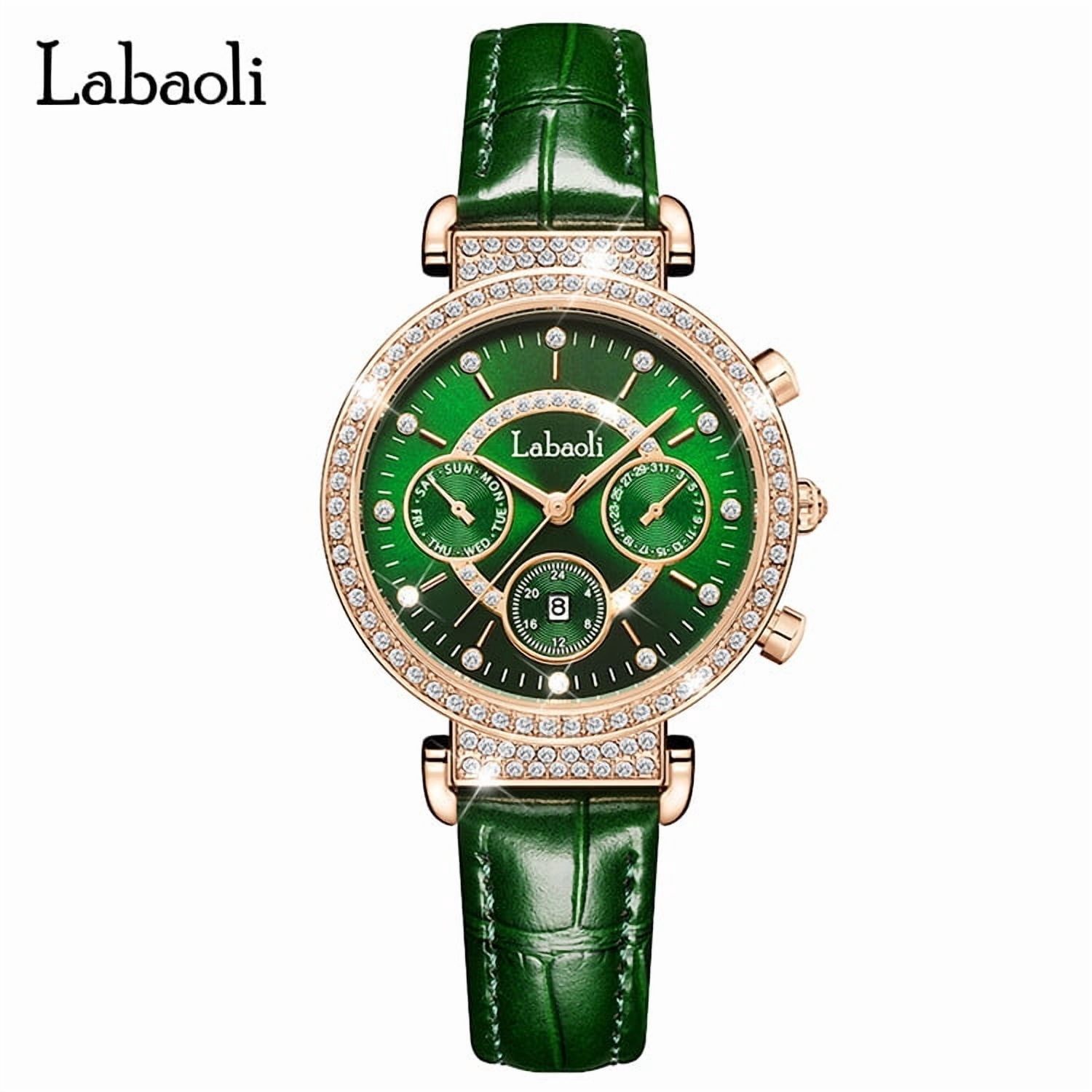 Women Dark Green Flashing Diamond Rotatable After Shake Waterproof Quartz Watch Facet Radiant Cut Diamond Crystal Women main image 4