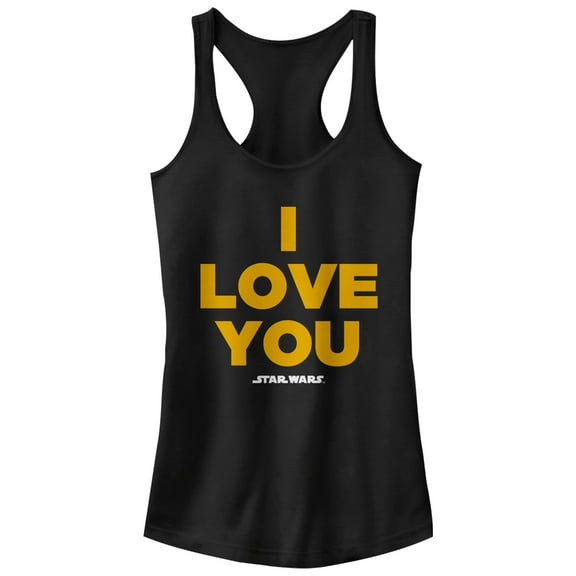 Junior's Star Wars Princess Leia I Love You Racerback Tank Top Black Small