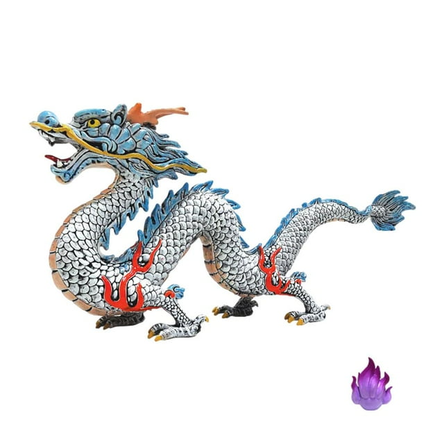 Juguete de plástico Bestia Mítica Auspiciosa Realista Plata Zulema Figura de dragón