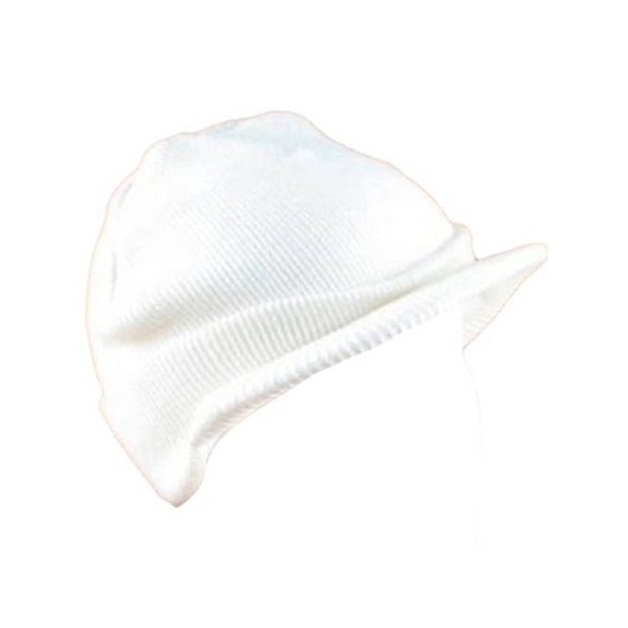 2-PLY WINTER SKI MILITARY KNIT VISOR BEANIE HAT * WHITE * Small / Medium