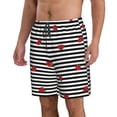 thumbnail image 2 of Disketp Men'S Swim Trunks Hawaiian Breathable Surf Beach Swimsuits Mesh Lining Beach Shorts With Pockets-Ladybugs On Black And White Striped, 2 of 9