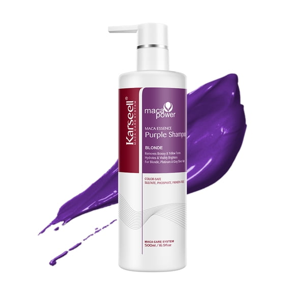 Karseell Shampoo Morado Profesional Neutraliza Tonos Latón y Amarillo para Cabello Rubio Plateado con Mechas Grises 16.90 oz 500ml