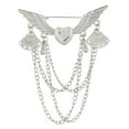 thumbnail image 2 of SmartBy Retro Angel Wing Heart Shirt Suit Collar Tip Lapel Brooch Pin with Chain Tassel, 2 of 7