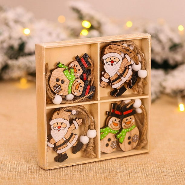 12 piezas de decoración de árbol de adorno de Navidad, adornos de árbol de Navidad con Santa Claus, , coche, ángel y reno, decoración Papá Noel yotijar Árbol colgando decoraciones