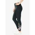 thumbnail image 3 of Woman Within Plus Size Stretch-Cotton Knit Pull-On Embroidered Leggings, 3 of 6