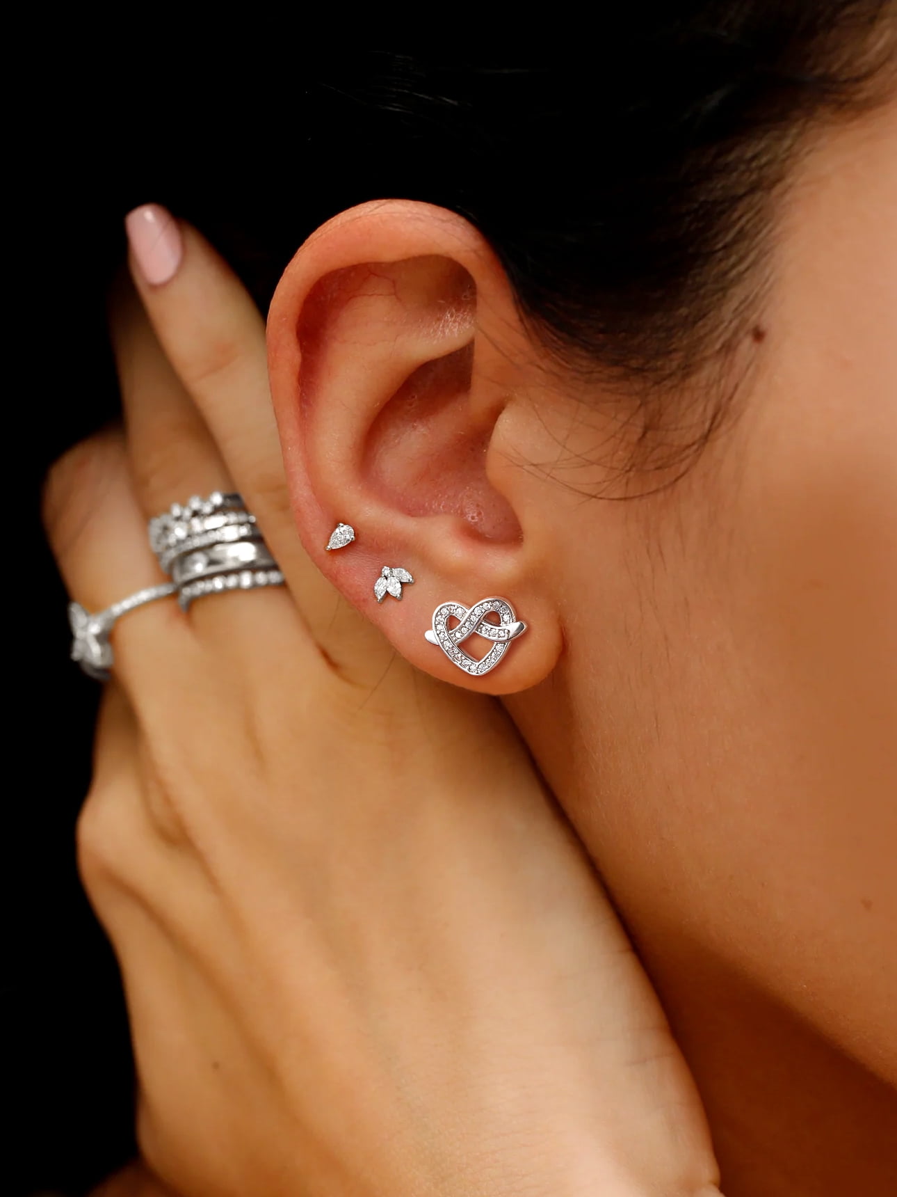 Suplight 925 Sterling Silver Cubic Zirconia Infinite Heart Earrings Love Gifts for Women