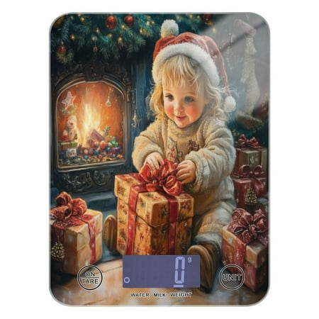 

Kitchen Electronic Scale Food Scale 7.68x5.71 inch Multifunctional Digital Kitchen Scale Tempered Glass Decorative Baking Cooking Meal Preparation Christmas Cute Kid