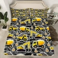 thumbnail image 2 of Feelyou Construction Vehicle Boys Bed Sheets, Grey Yellow King Sheets, Cartoon Truck Theme Sheet Set, Breathable Home Decor, 4pcs, 2 of 7