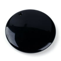 1pc Natural Obsidian Pendants Flat Round 44~45x7~9mm Hole: 2mm