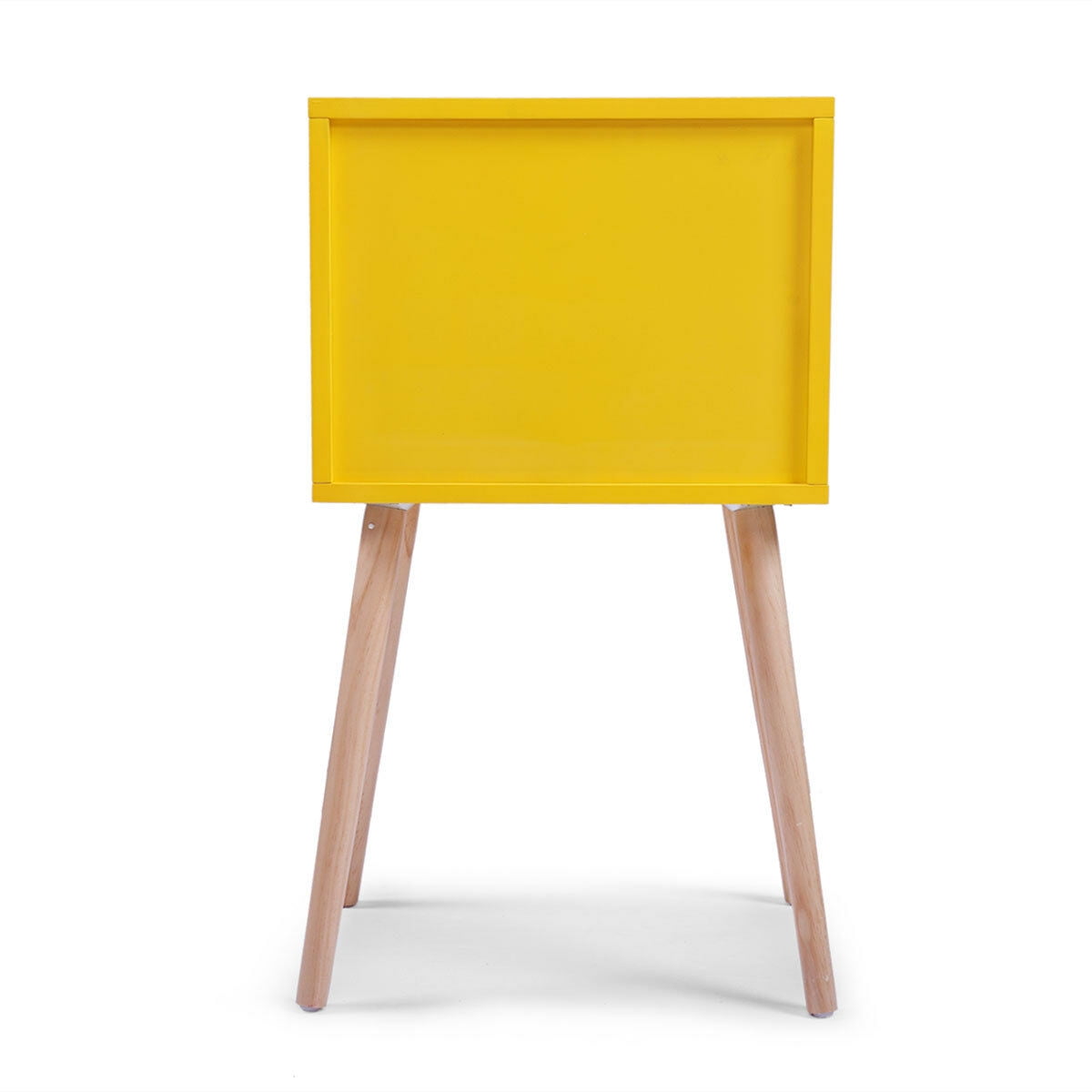 Kepooman Side Table Set of 2, Modern Design Night Stand with 2 Storage Drawer & Wood Legs - Yellow Kepooman Side Table Set of 2, Modern Design Night Stand with 2 Storage Drawer & Wood Legs - Yellow