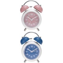 Unique Bargains 2 Pcs Old Fashioned Circle Loud Alarm Clock Blue/Pink