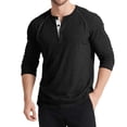 thumbnail image 2 of Wutalume Men's Long Sleeve Henley Shirt, Retro T-Shirt Style with Three-Button Placket, Color Block Knit Top for Casual and Retro Outfits,Black L, 2 of 8