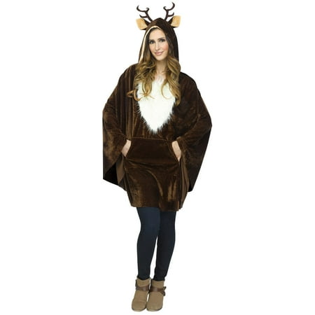 Brown Poncho Halloween Reindeer Women Adult Costume Accessory - One Size