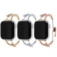 thumbnail image 2 of Sleektime Metal Bracelet Band for Apple Watch 42mm 44mm 45mm 46mm 49mm, Elegant Diamond Flower Design, Waterproof Breathable Adjustable Fashion Strap Compatible with iWatch Series,Silver, 2 of 7