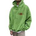 thumbnail image 2 of Sudadera con capucha para hombre, estilo casual, con cuello redondo, estampado, manga larga, blusa de poliéster, 2 of 6