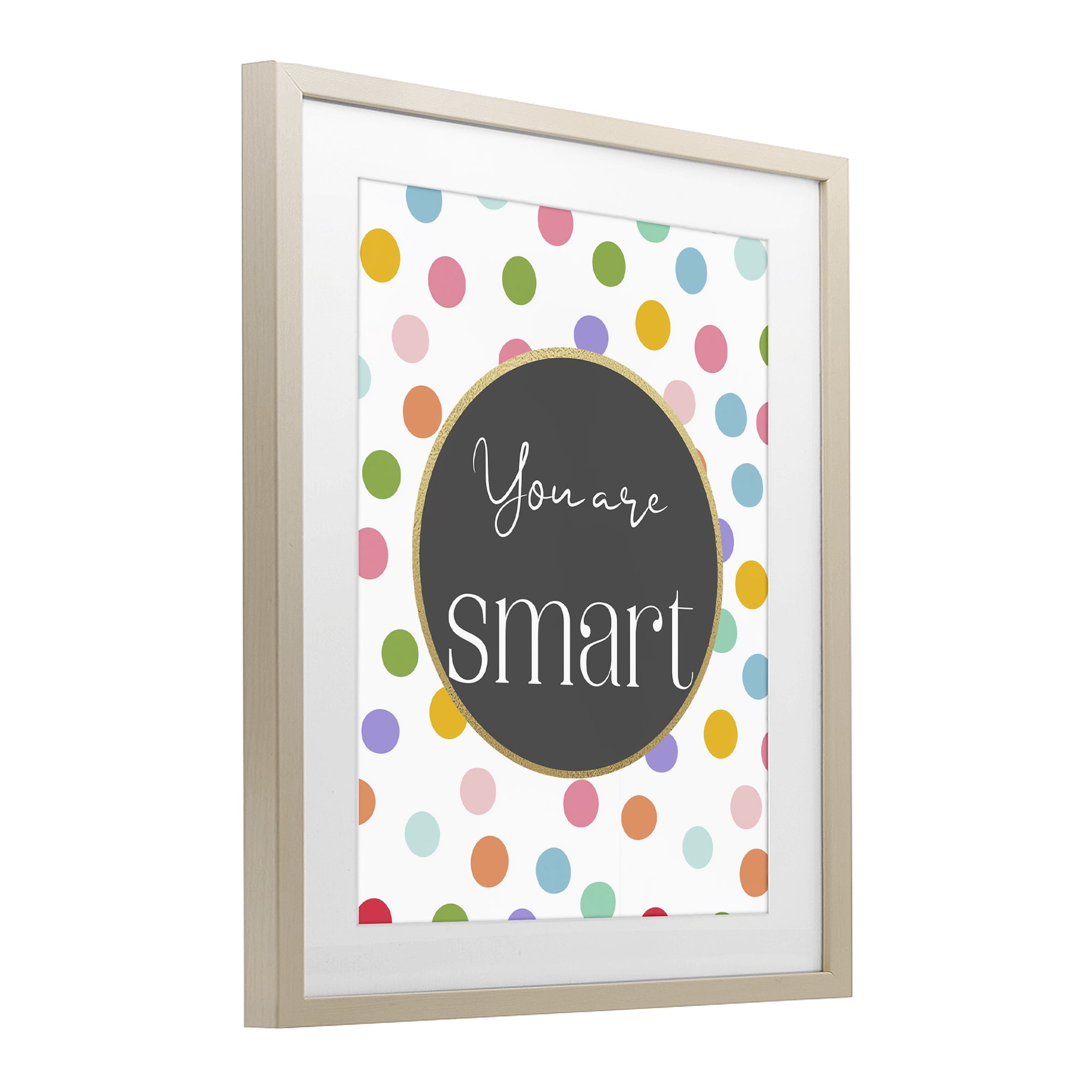 Stupell Industries You Are Smart Polka Dots Birch Framed Print Under Glass, design by Christine Simpson Art