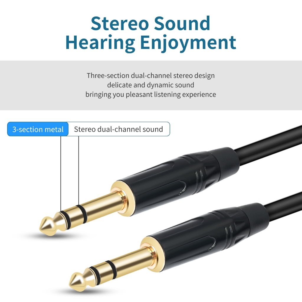 Zeiwohndc 1/4inch Instrument Cable Straight 6.35mm Male to Male Jacks Sound Cord