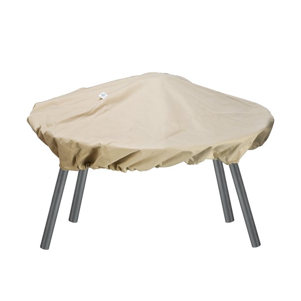 Villacera Waterproof Canvas Patio Fire Pit Cover, Round, Beige