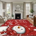 thumbnail image 2 of 8x10 Area Rugs, Red Snowman Christmas Non-Skid Rubber Backing Large Rectangle Rugs - Living Room Bedroom Home Office, Xmas Winter Snowflake Let Snow Indoor Floor Mat Carpets Washable Rug, 2 of 9