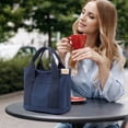 thumbnail image 4 of Casual Canvas Tote Bag With Crossbody Strap Multi-Pocket Lightweight Shoulder Handbag Daily Use Work Shopping Tote For Women, 4 of 8