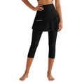 thumbnail image 2 of COMVALUE Skirted Leggings for Women Capri, Athletic Tennis Skirt with Leggings Golf Pickleball Clothes with Pockets Black for Size M, 2 of 7