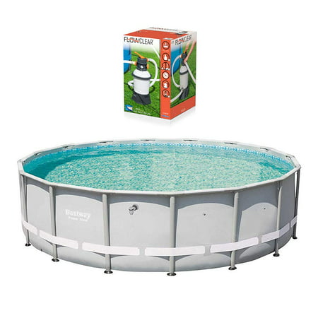 16ft x 48in Power Pro 3 Ply Sidewall Steel Frame Swimming Pool and Flowclear 1000 GPH Corrosion Proof Sand Pool Filter Pump with PVC Repair Patch Kit (Best Way To Make Money With 1000 Dollars)